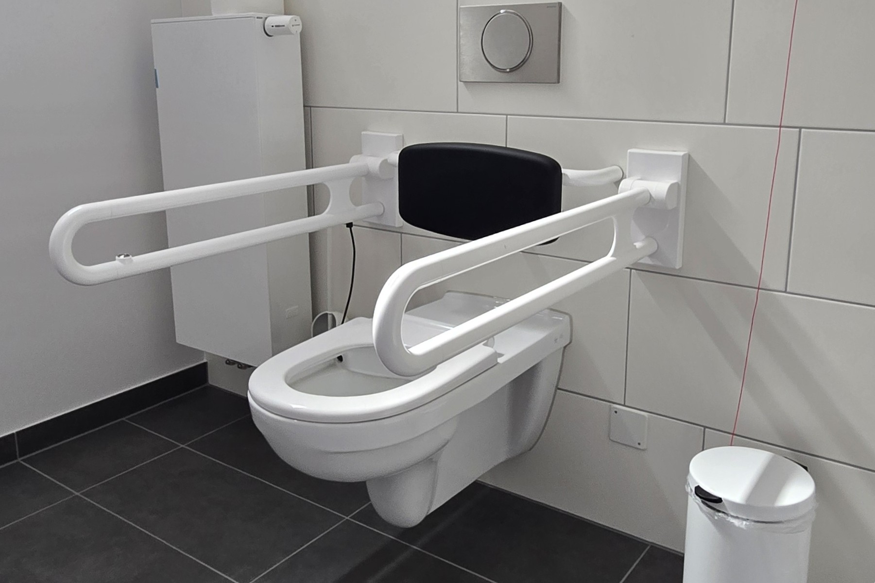 Toilette mit Haltegriffen