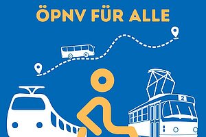 ÖPNV für alle Grafik mit Flugzeug, Bahn, Bus und Tram sowie einem Rollstuhlpiktogramm zentriert