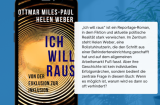 Ein Handy zeigt das Cover von Ich will raus plus Text an der Seite  (2. Absatz Haupttext als Auszug)