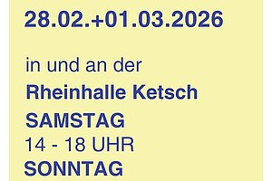 Leistungsschau-Flyer mit Datum und Uhrzeit (28.2., 01.03., an der Reithalle Ketsch, 14-18 sowie 11-17 Uhr