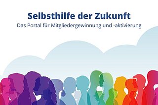 Grafik Selbsthilfe mit Silhouette von Menschenköpfen