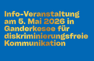 Schriftzug: Info-Veranstaltung am 5. Mai 2026 in Ganderkesee für diskriminierungsfreie Kommunikation.